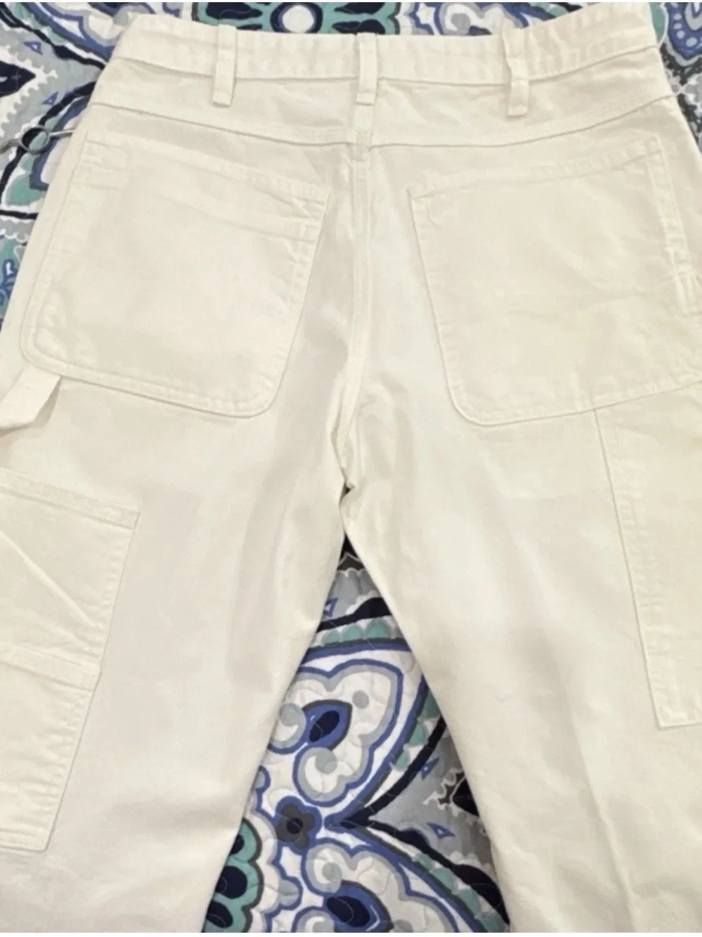Men’s Cream Cargo Work Pants Utility Carpenter Style Size 32x30